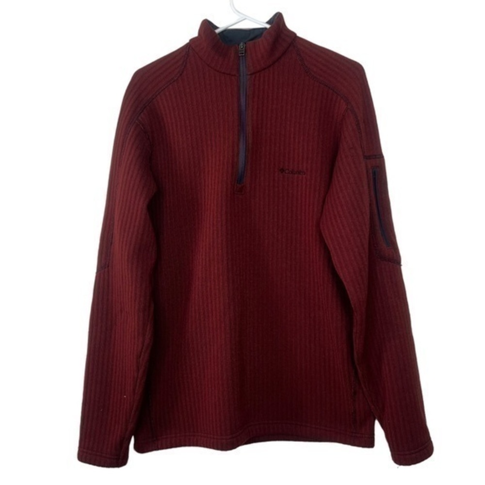 Columbia Men's Sweather Brown Pullover Zipper Neck Size M